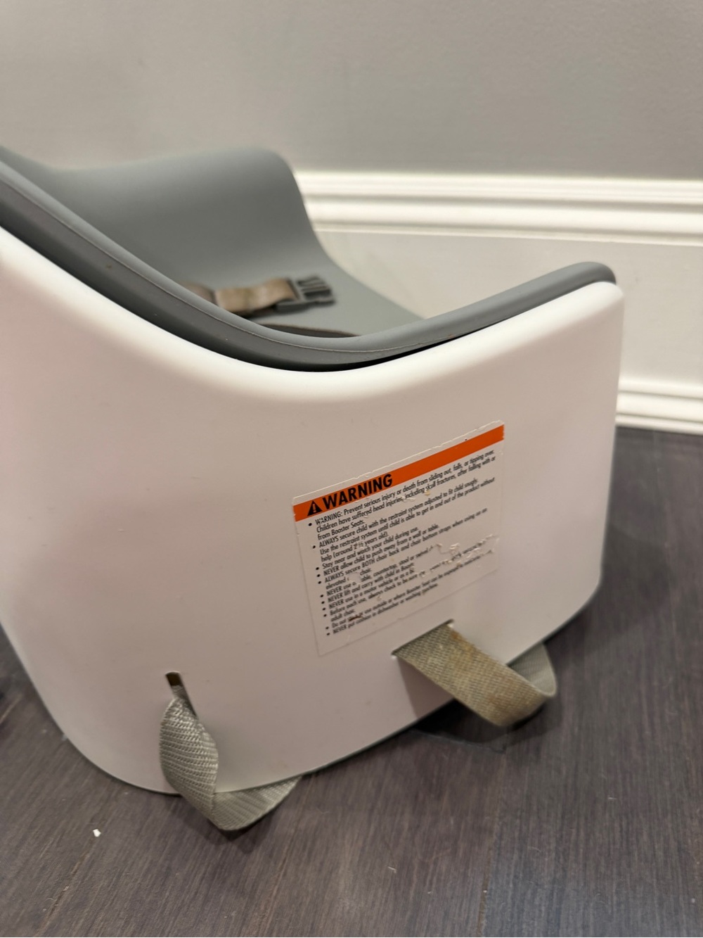 Oxo Gray White Toddler Booster Seat with Safety Straps for Meal Time Eating Food - Picture 9 of 11